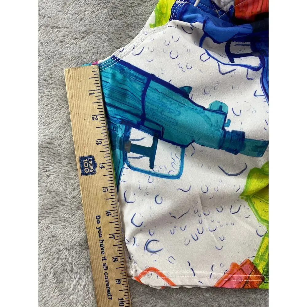 Quiksilver Cypher Series Board Shorts Water Gun Print White Multicolor Size 33